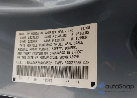 2009 Acura Tl 3.7/Tech Hpt z USA, uszkodzony, nr VIN 19UUA96579A000592